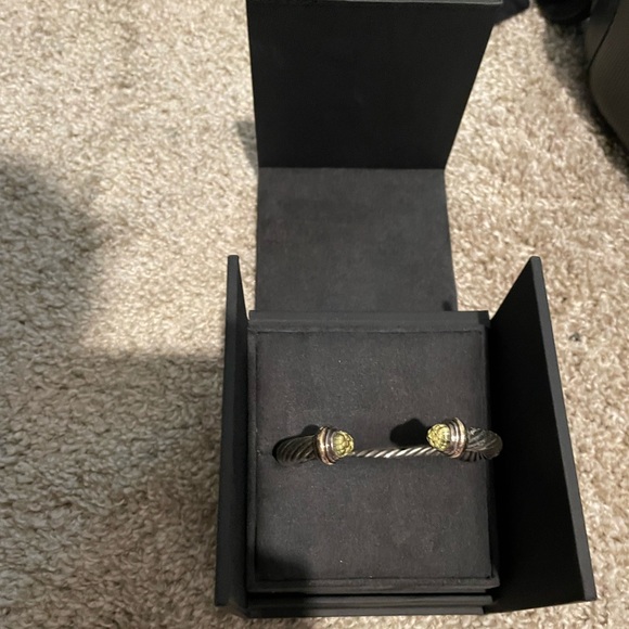 Classic Cable Bracelet Sterling Silver with 14K Yellow Gold & Prasiolite 7mm - Picture 2 of 5